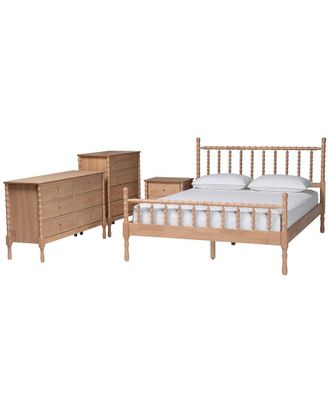 Baxton Studio Laurent Bamboo-Style 4Pc Queen Bedroom Set