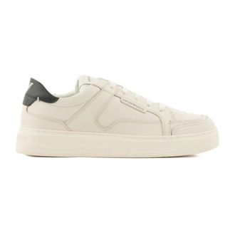 Emporio Armani Leren Low-Top Sneakers - Heren - Sneakers - Wit - 45 EU - Leer - Schoenen