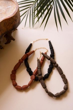 Kalalou Set Of Three Raffia Necklaces - Once Each Color
