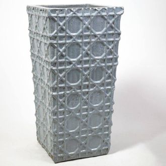 PRIMROSE Thales Glazed Grey Ceramic Geometric Pattern Tall Planter 75cm in Light Grey