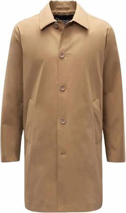 Herno Mens Single Breasted Cotton Button Fastening Lightweight Coat In Beige