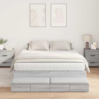 vidaXL Cama Con Almacenamiento Gris Sonoma 236.5 X 140 X 31.5 Cm Vidaxl