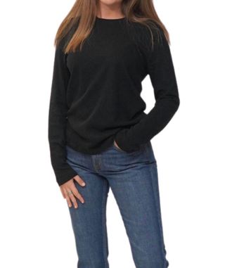 Enza Costa Cashmere Loose Long Sleeve Tee In Black