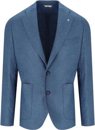 Manuel Ritz Blauwe Wol Single-Breasted Jas - Heren - Blazers - Blauw - XL - Wol - Jassen