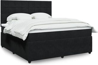 vidaXL Vidaxl - Cama Box Spring Con Colch&oacute;n Terciopelo Negro 180x200 Cm