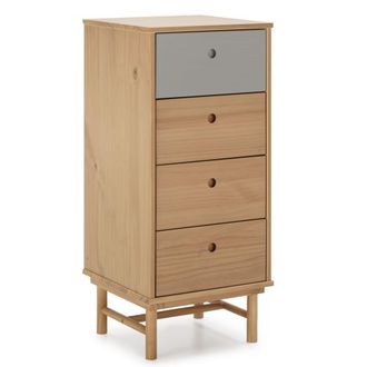 HOMN Sinfonier de noche 4 cajones, madera maciza, 40 x 40 x 94 cm