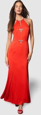 Coast Diamante Bow Halter Maxi Dress in Red at Nordstrom, Size 14