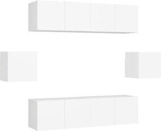 vidaXL 6 Piece TV Cabinet Set White Engineered Wood vidaXL
