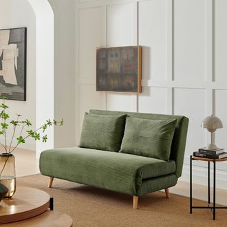 Furniturebox Bobby Green Jumbo Corduroy Folding Double Sofa Bed