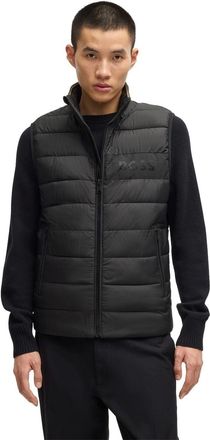 HUGO BOSS Mens H Cenito Padded Water Repellent Stand Collar Sleeveless Gilet in Black 001 - Size Large