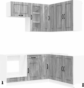 vidaXL Unidad De Cocina Kalmar 8 Uds. Sonoma Gris Madera De Ingenier&iacute;a Vidaxl