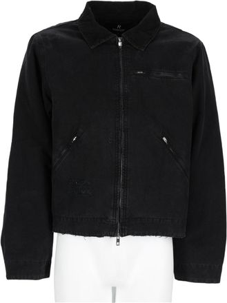 Represent Boxy Cropped Black Cotton Jacket