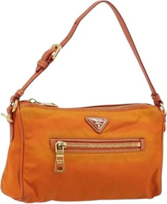 Prada Pre-owned Shoulder Bags, female, Orange, Size: ONE SIZE Pre-owned Vintage Nylon Shoulder Bag