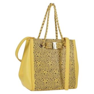 Ferragamo Tweedehands leren schoudertassen - Dames - Pre-owned - Geel - Maat: ONE Size Leer