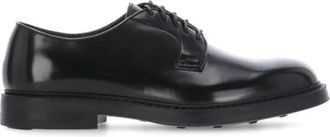 Doucal's Zwarte Leren Veterschoenen - Heren - Nette schoenen - Zwart - 42 EU - Schoenen