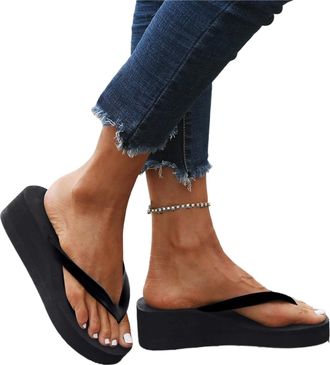 Generic Womens Platform Flip Flops Wedge Sandals Casual Dressy Womans Summer Sandals Comfortable Arch Support Cushion Walking Shoes Ladies Wedge Flip Flops Sh