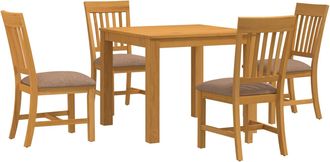 vidaXL Conjunto De Comedor 5 Uds. Gris Madera De Roble S&oacute;lido Vidaxl