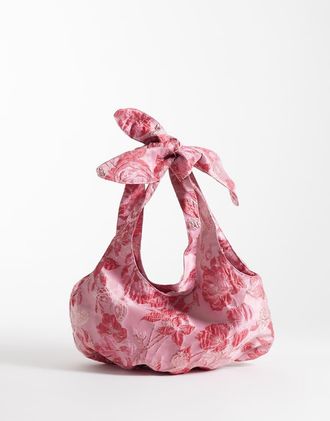 Sister Jane Dream Sister Jane - Elara - Borsa rosa a fiori jacquard con fiocco in coordinato