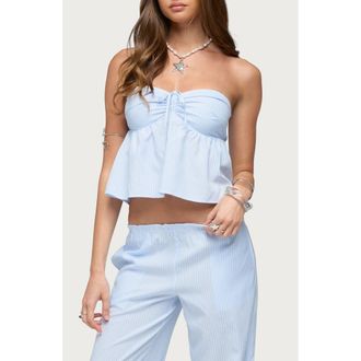 Edikted Cersei Stripe Strapless Top in Light-Blue at Nordstrom, Size X-Small