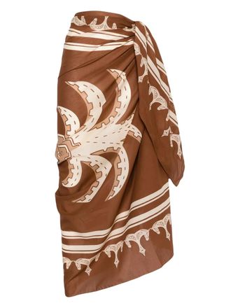 Johanna Ortiz Ancestral Palm pareo - women - Cotton - OS - Brown