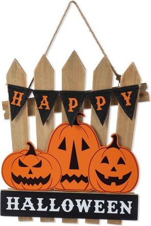 Glitzhome Halloween Wood Jack O Lantern Door Hanger in Orange at Nordstrom