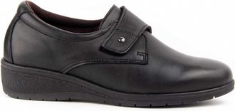 Purapiel Anila 104896 Womens Leather Wedge Loafer, Black/White, 8.5 UK