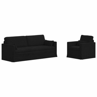 vidaXL Juego De Sof&aacute; 2 Uds. Negro Tela Vidaxl