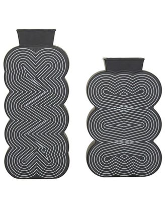 CosmoLiving by Cosmopolitan Cosmoliving By Cosmopolitan Set Of 2 Black Ceramic Vase