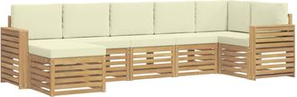 vidaXL Conjunto De Sof&aacute;s De Exterior 7 Uds. Blanco Y Crema Vidaxl