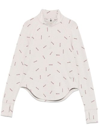 Nike half-zip logo-print top - women - Elastane/Cotton - M - Neutrals