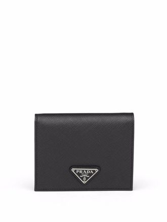 Prada triangle-logo saffiano leather wallet - women - Leather/Leather - One Size - Black