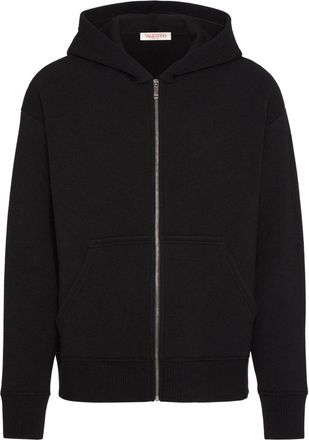 Valentino Garavani zipped hoodie - men - Wool/Cotton/Virgin Wool/Polyamide/Elastane - L - Black