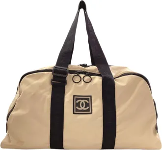 Chanel Sport Beige Black Nylon Boston Bag (Pre-Owned)