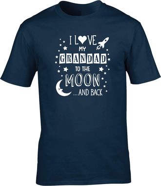 HippoWarehouse I Love My Grandad to The Moon and Back (Blue) Unisex Short Sleeve t-Shirt (Specific Size Guide in Description)