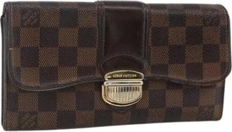 Louis Vuitton Pre-owned Damier Ebene Lange Portemonnee - Dames - Vintage Accessoires - Bruin - ONE Size - Vintage