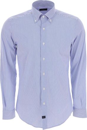 Fay Formal Shirt - Heren - Zakelijke Overhemden - Blauw - XL - Katoen - Overhemden