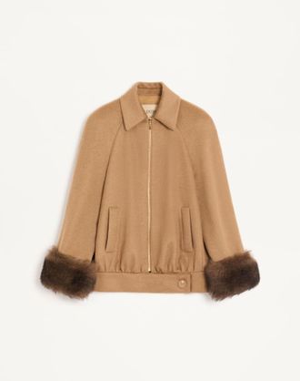 Valentino Caban In Baby Camel Drap Con Shearling Donna CAMMELLO/MARRONE 36