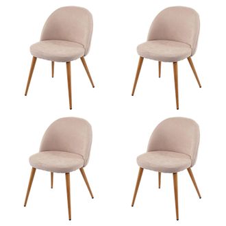 Hhg Hhg - Nunca Usado] Juego De 4 Sillas De Comedor 631, Silla De Cocina, Dise&ntilde;o Retro A&ntilde;os 50, Tela/textil, Beige