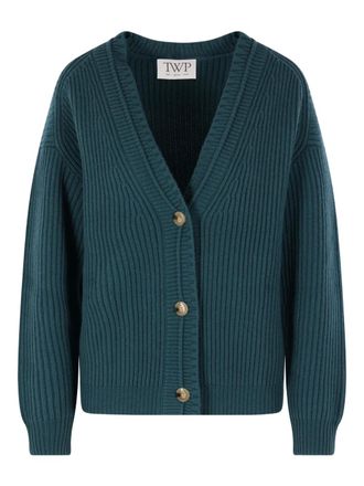 TWP ribbed button cardigan - women - Cashmere - M - Green