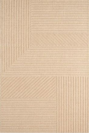 Nazar Rugs Alfombra de l&iacute;neas con relieve en color crema - 200x290 cm