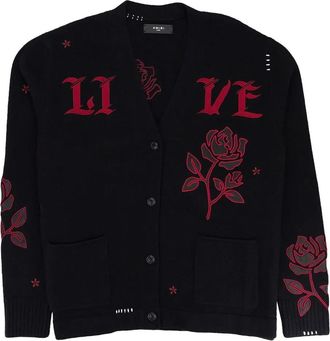 Amiri rose-appliqu&eacute; cardigan - Black