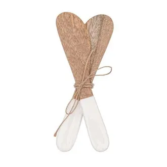Foreside Home And Garden Tove White Enamel Mango Wood 2-Piece Serving Spreaders in Brown at Nordstrom