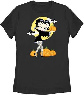 Betty Boop Womens Betty Boop Halloween Pumpkins Graphic T-Shirt in Black at Nordstrom, Size Xx-Large
