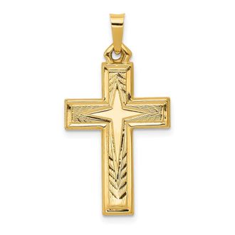 Diamond2Deal 14k Yellow Gold Brushed and Polished Latin Cross Pendant