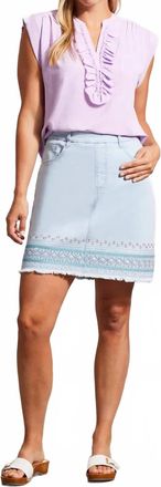 Tribal Audrey Rhinestone Embroidery Pull-On Skorts In Blues Sea