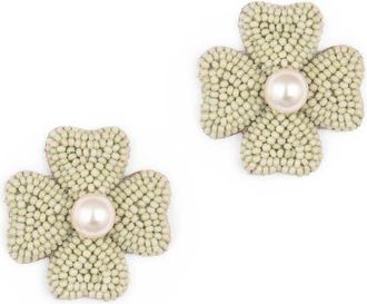 Deepa Gurnani Liora Beaded Flower Drop Earrings in Sage at Nordstrom