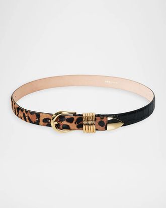 D&eacute;hanche Hollyhock Zebra-Print Calf Hair Belt
