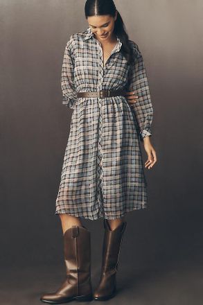 En Saison Briar Long-Sleeve Midi Shirt Dress