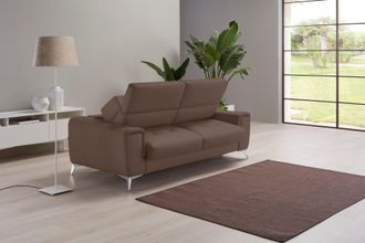 Egoitaliano Schlafsofa »Francine Designsofa, Loungesofa mit Dauerschlaffunktion, Breite 233 cm« mit Bettfunktion, Leder BULL, chocolate, Fussfarbe chrom