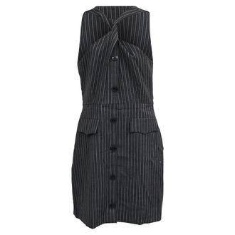 Ganni Ganni Twist-Front Jacquard Mini Dress In Dark Gray Recycled Polyester
